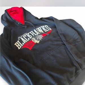 Men’s Chicago Blackhawks Black and Red Hoodie in good condition!